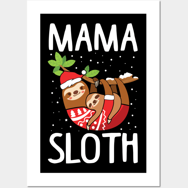 Family Matching Sloth Ugly Christmas Sweatshirts Wall Art by KsuAnn